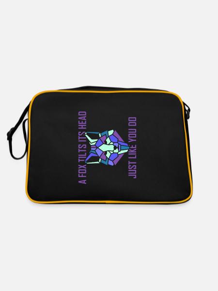 A fox tilts its head just like you do - Retro Tasche - Schwarz/Gold - Hinten