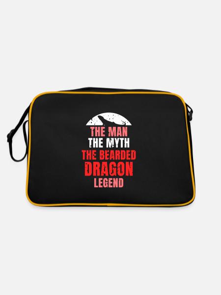 The Man, The Myth, The Bearded Dragon Legend - Retro Tasche - Schwarz/Gold - Hinten