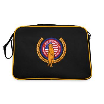 Thank you Veterans meerkat with american flag - Retro Tasche - Schwarz/Gold - Hinten
