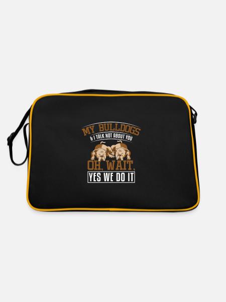 my Bulldogs & i talk not about you - Retro Tasche - Schwarz/Gold - Hinten