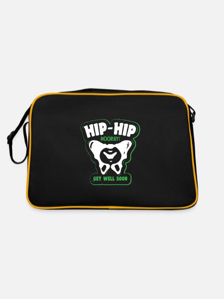Hip-Hip hooray get well soon - Retro Tasche - Schwarz/Gold - Hinten