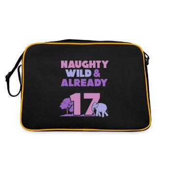 17 Jahre Geburtstag Elefant - Retro Tasche - Schwarz/Gold - Hinten