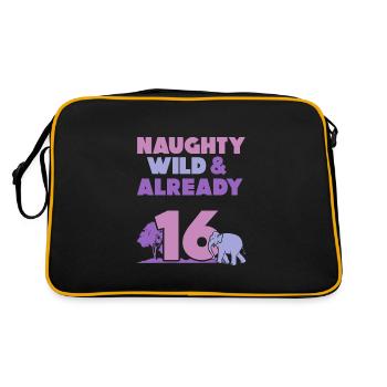 16 Jahre Geburtstag Elefant - Retro Tasche - Schwarz/Gold - Hinten