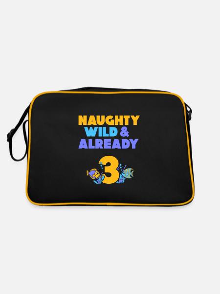 3 Jahre Geburtstag Junge Mädchen Fisch - Retro Tasche - Schwarz/Gold - Hinten