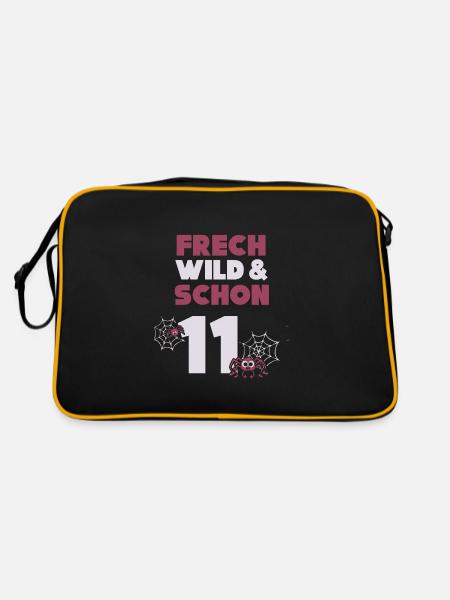 11 Jahre Geburtstag Junge Mädchen Spinne - Retro Tasche - Schwarz/Gold