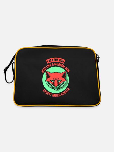 fox girl just like a normal girl - Retro Tasche - Schwarz/Gold - Hinten
