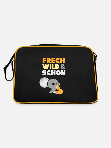 9 Jahre Geburtstag Junge Mädchen Fuchs - Retro Tasche - Schwarz/Gold - Hinten