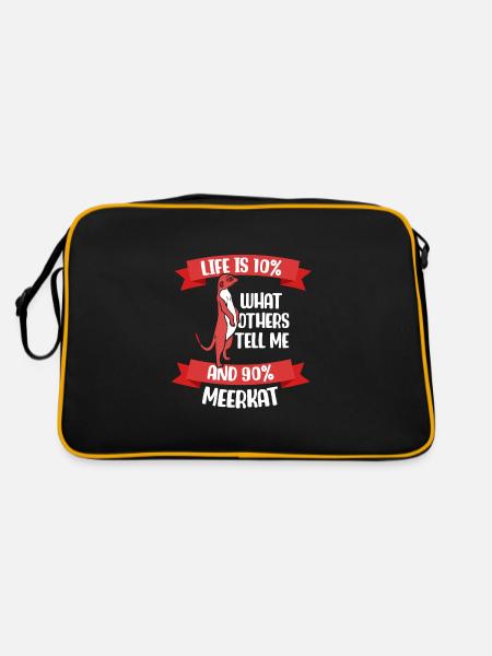 Life is 10% what others tell me and 90% meerkat - Retro Tasche - Schwarz/Gold - Hinten
