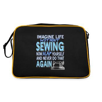 Imagine Life without SEWING - Retro Tasche - Schwarz/Gold - Hinten