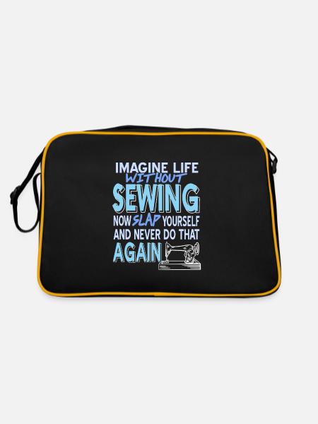Imagine Life without SEWING - Retro Tasche - Schwarz/Gold - Hinten