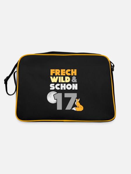 17 Jahre Geburtstag Fuchs - Retro Tasche - Schwarz/Gold - Hinten
