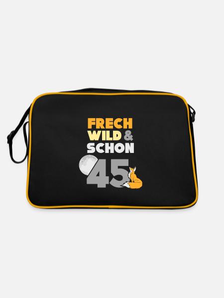 Geschenk 45 Jahre Geburtstag Frau Fuchs - Retro Tasche - Schwarz/Gold - Hinten