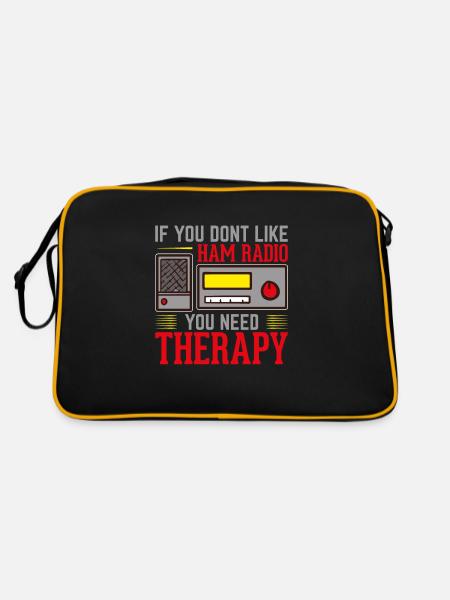 If you dont like Ham Radio you need therapy - Retro Tasche - Schwarz/Gold - Hinten