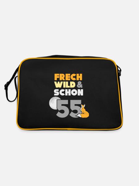 Geschenk 55 Jahre Geburtstag Frau Fuchs - Retro Tasche - Schwarz/Gold - Hinten