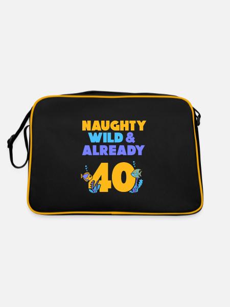 Geschenk 40 Jahre Geburtstag Fisch - Retro Tasche - Schwarz/Gold - Hinten