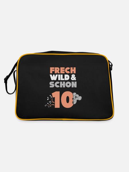 10 Jahre Geburtstag Junge Mädchen Koala - Retro Tasche - Schwarz/Gold - Hinten