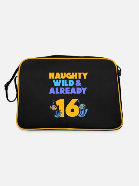 16 Jahre Geburtstag Fisch - Retro Tasche - Schwarz/Gold - Hinten