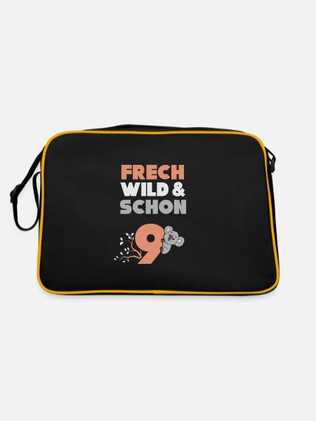 9 Jahre Geburtstag Junge Mädchen Koala - Retro Tasche - Schwarz/Gold - Hinten