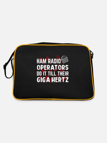 Ham radio operators do it till their giga hertz - Retro Tasche - Schwarz/Gold - Hinten