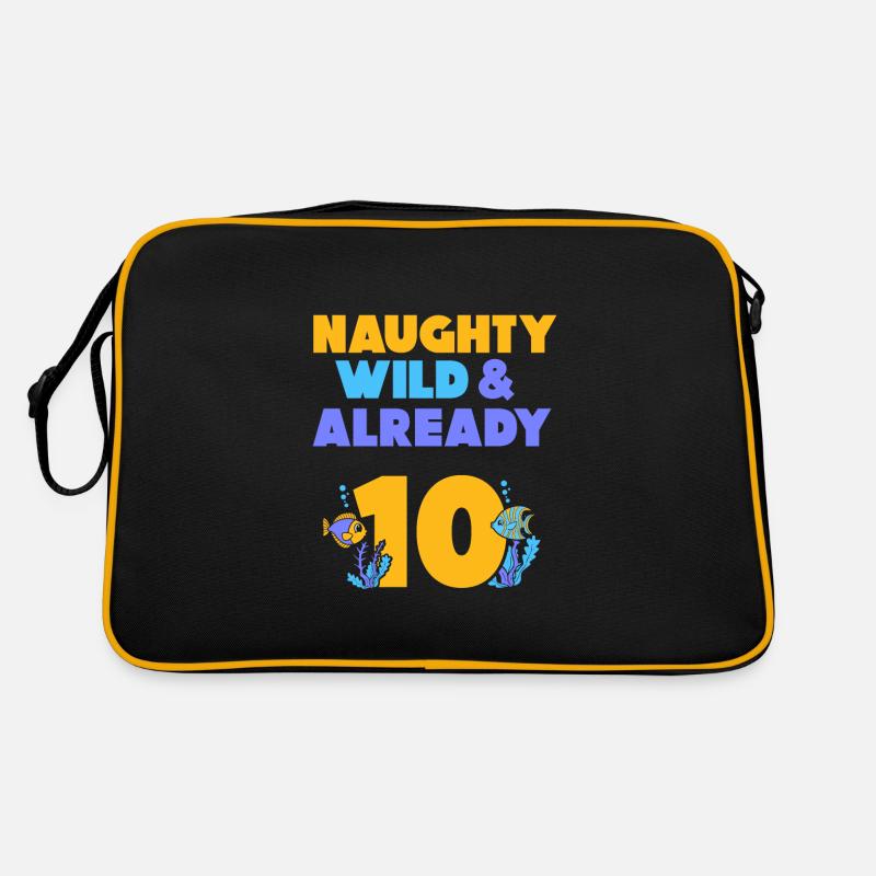 10 Jahre Geburtstag Junge Mädchen Fisch Retro Tasche
