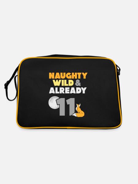 11 Jahre Geburtstag Junge Mädchen Fuchs - Retro Tasche - Schwarz/Gold - Hinten