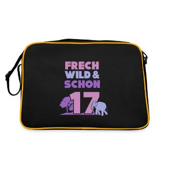17 Jahre Geburtstag Elefant - Retro Tasche - Schwarz/Gold - Hinten