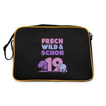 19 Jahre Geburtstag Elefant - Retro Tasche - Schwarz/Gold - Hinten