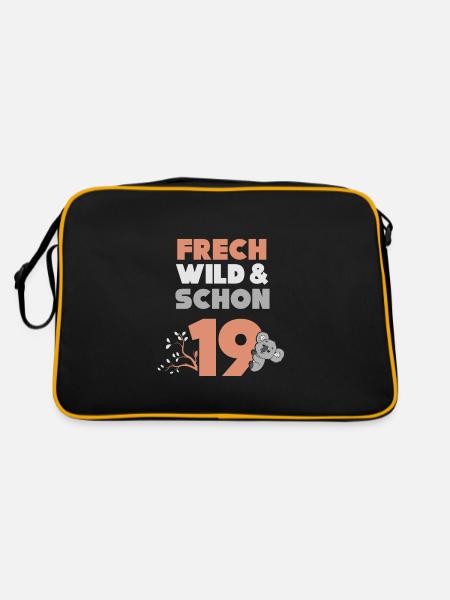 19 Jahre Geburtstag Koala - Retro Tasche - Schwarz/Gold - Hinten