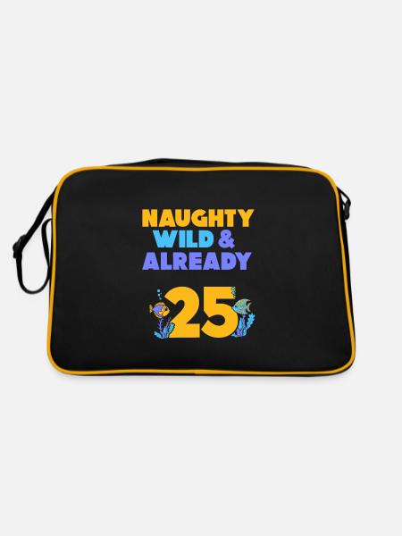 Geschenk 25 Jahre Geburtstag Fisch - Retro Tasche - Schwarz/Gold - Hinten