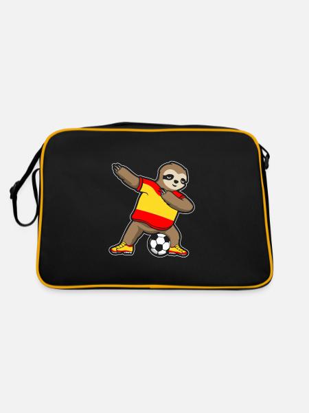 Fußballfan Faultier Fußball Spanien - Retro Tasche - Schwarz/Gold - Hinten