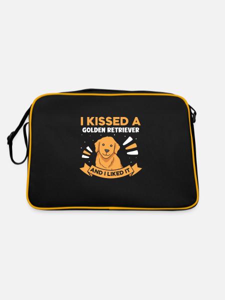 I kissed a Golden retriever and I liked it - Retro Tasche - Schwarz/Gold - Hinten