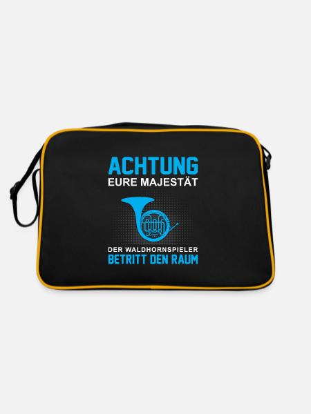 Waldhorn Waldhornspieler Hornist - Retro Tasche - Schwarz/Gold - Hinten
