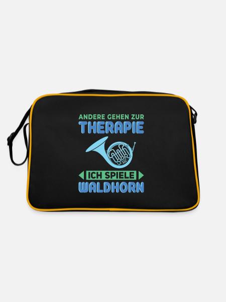 Waldhorn Waldhornspieler Hornist - Retro Tasche - Schwarz/Gold - Hinten