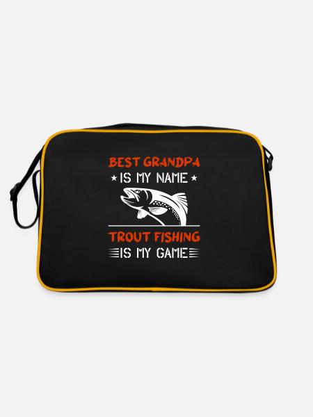 Best Grandpa is my Name Trout Fishing - Retro Tasche - Schwarz/Gold - Hinten