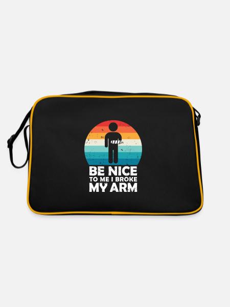 Be nice to me I broke my arm - Retro Tasche - Schwarz/Gold - Hinten