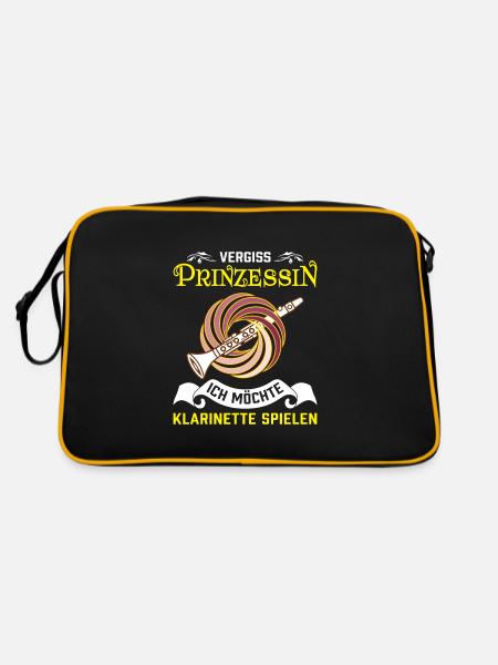Klarinette Klarinettenspieler Klarinettist - Retro Tasche - Schwarz/Gold - Hinten