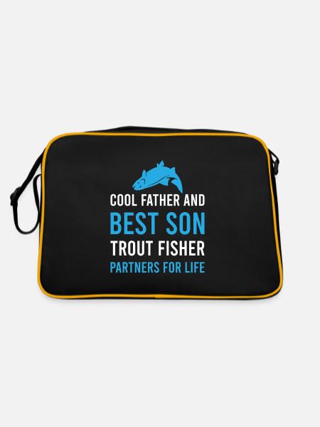 cool Father and best Son Trout fisher - Retro Tasche - Schwarz/Gold - Hinten