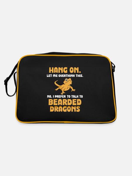 No, I prefer to talk to Bearded Dragons - Retro Tasche - Schwarz/Gold - Hinten