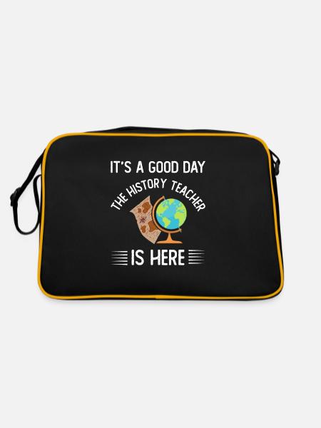It's a good day the history teacher is here - Retro Tasche - Schwarz/Gold - Hinten