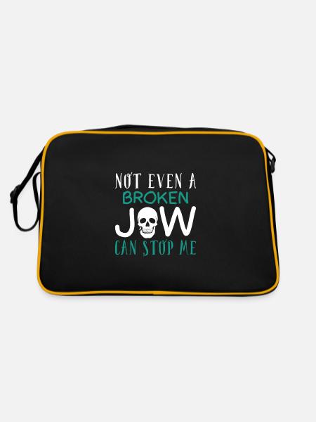 Not even a broken jaw can stop me - Retro Tasche - Schwarz/Gold - Hinten