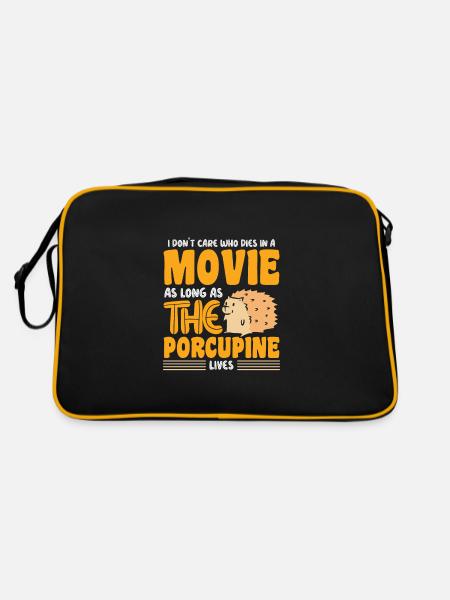 a movie as long as the Porcupine lives - Retro Tasche - Schwarz/Gold - Hinten