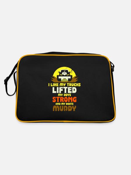 I like my trucks lifted - Lifted Truck - Retro Tasche - Schwarz/Gold - Hinten
