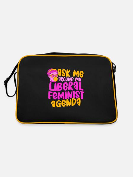Ask me around my Liberal Feminist Agenda - Retro Tasche - Schwarz/Gold - Hinten