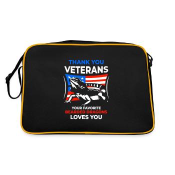 Thank you Veterans Bearded Dragons - Retro Tasche - Schwarz/Gold - Hinten