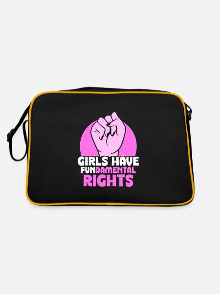 Girls have fundamental rights - Retro Tasche - Schwarz/Gold - Hinten