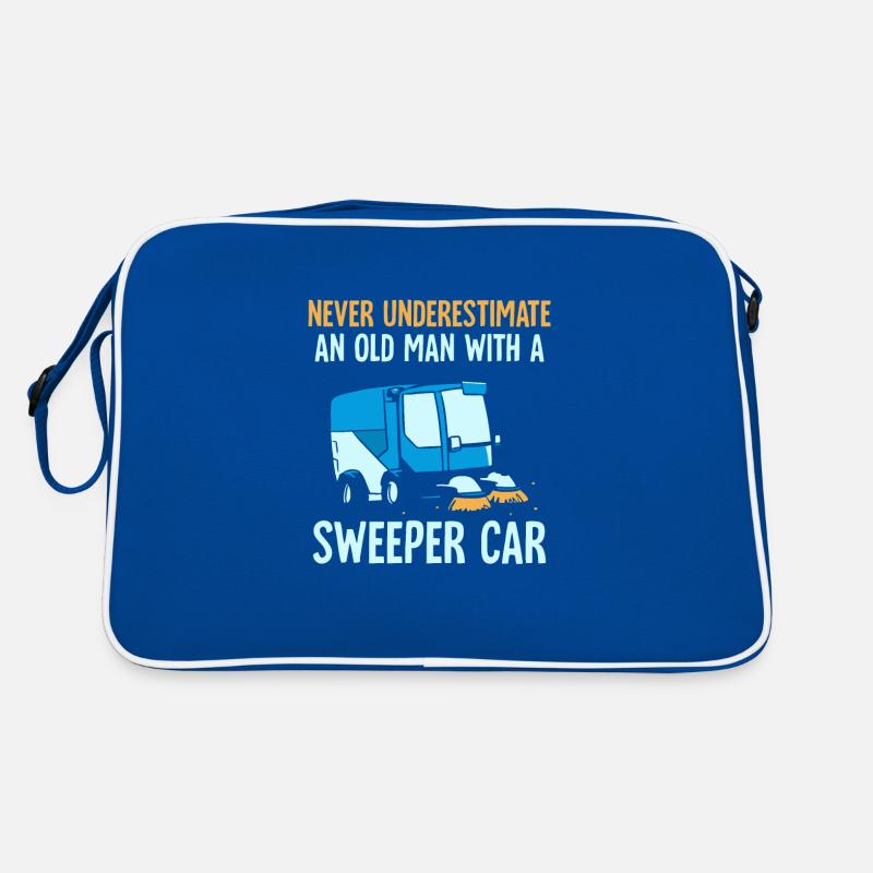 an old man with a sweeper car Retro Tasche
