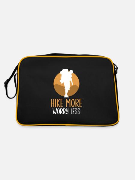 Hike more Worry less Wandern Wanderer - Retro Tasche - Schwarz/Gold - Hinten