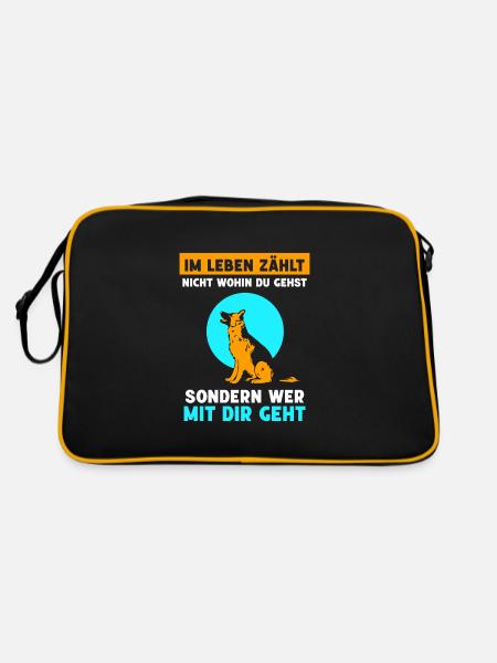 Im Leben zählt nicht wohin du gehst Hund - Retro Tasche - Schwarz/Gold - Hinten