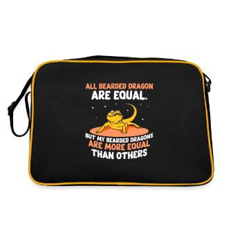 my Bearded Dragons are more equal than others - Retro Tasche - Schwarz/Gold - Hinten