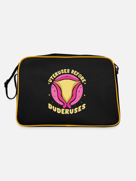 Uteruses Before Duderuses - Retro Tasche - Schwarz/Gold - Hinten